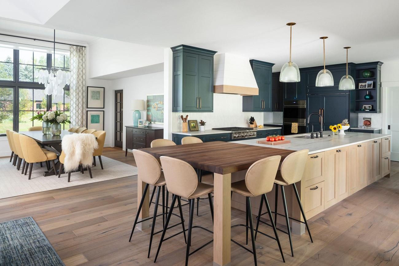 Stylish seating around kitchen island