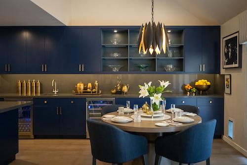 Layered lighting in dining room