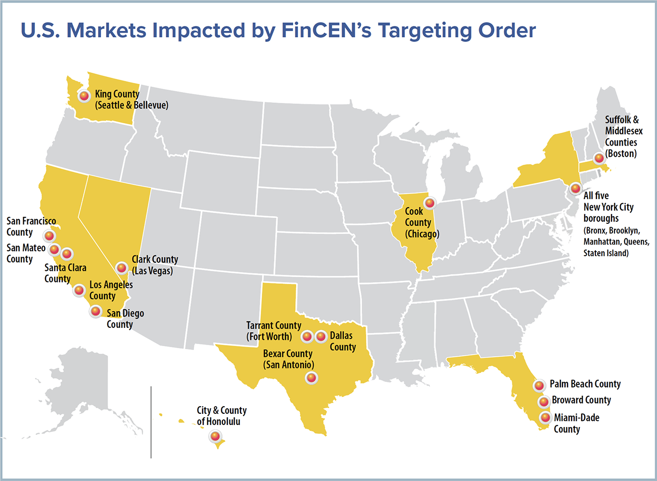 Map: U.S. Markets Impacted by FinCEN's Targeting Order