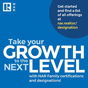 Instagram social image: Take your growth to the next level with NAR family certifications and designations