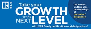 LinkedIn social image: Take your growth to the next level with NAR family certifications and designations