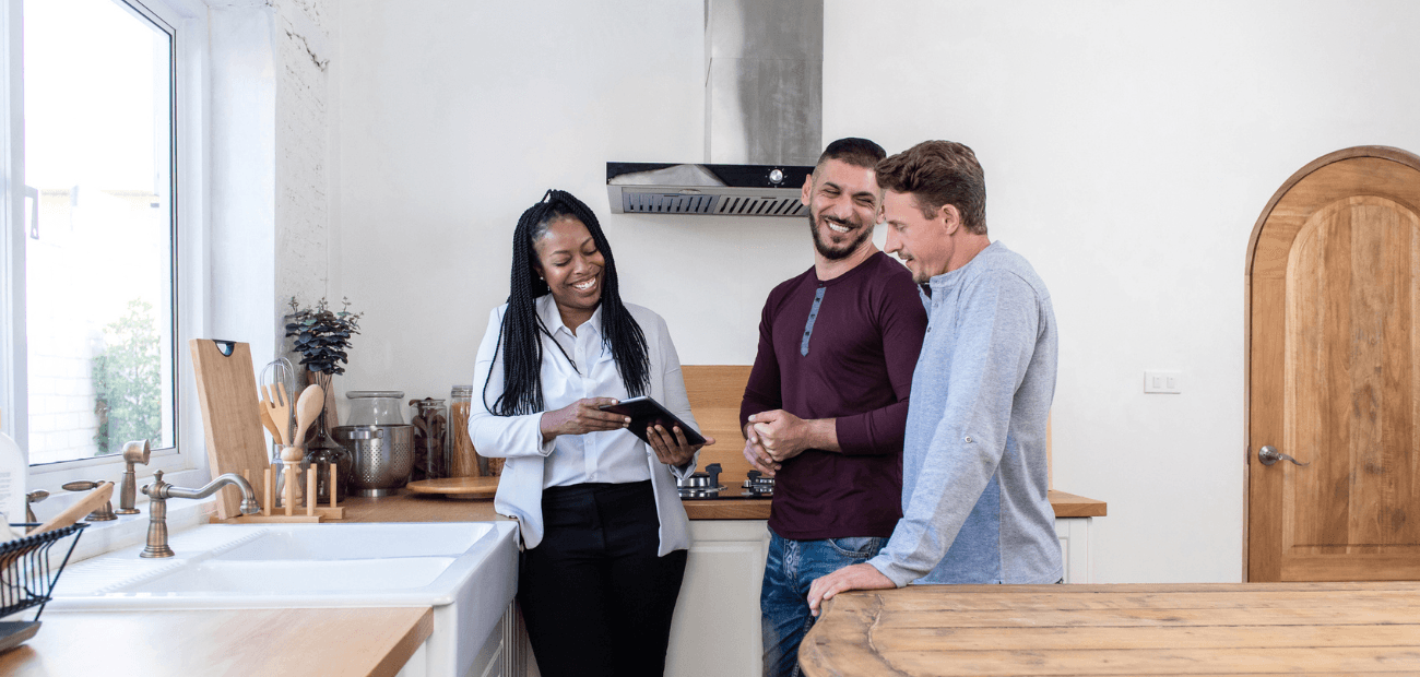 Black woman shoes a couple a home 