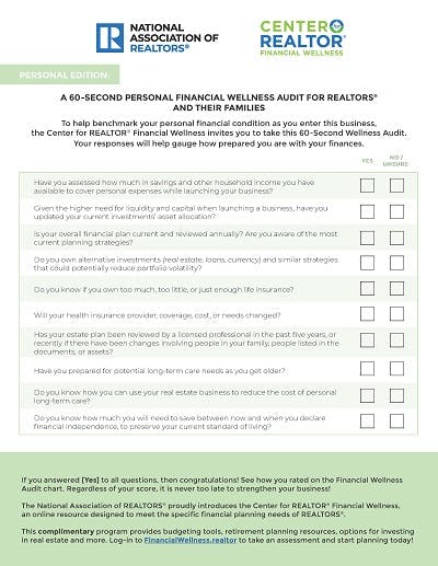 60-second financial wellness audit for REALTORS® and their families