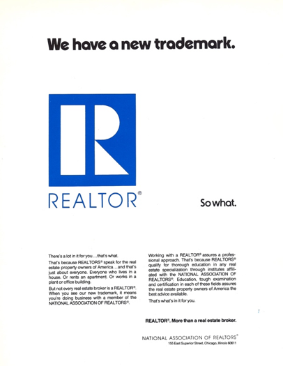 REALTOR® Trademark Info From 1972