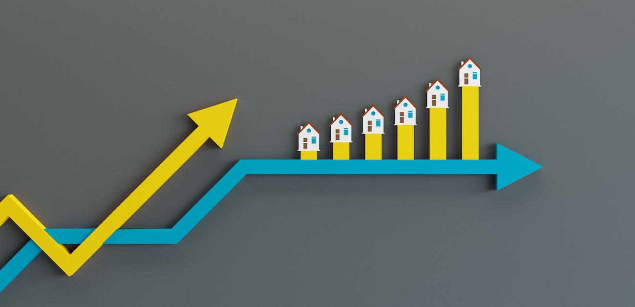 Bar graph of houses going upward 