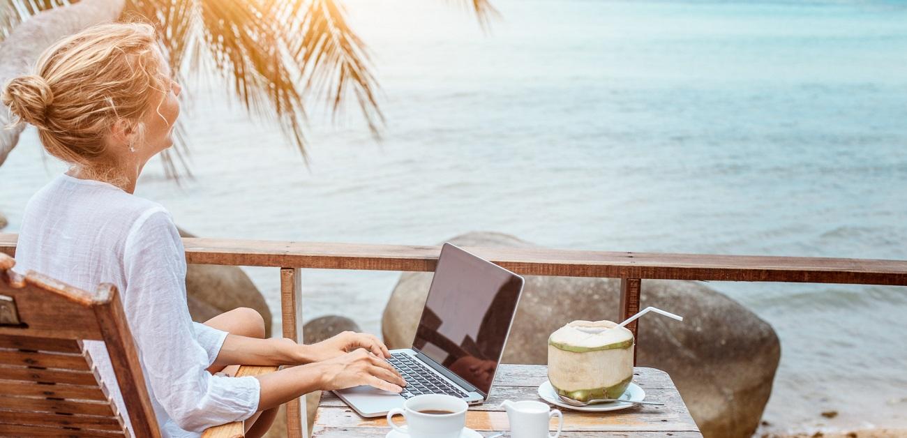 Young woman working on laptop