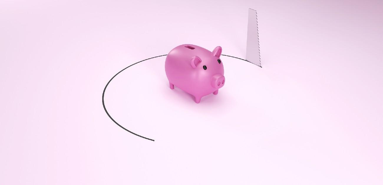 A graphic of a piggy bank with a saw cutting a circle around it from underground