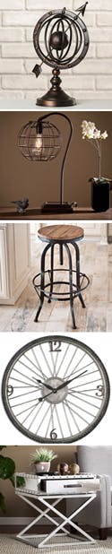 industrial style decorative items - see product descriptions at left