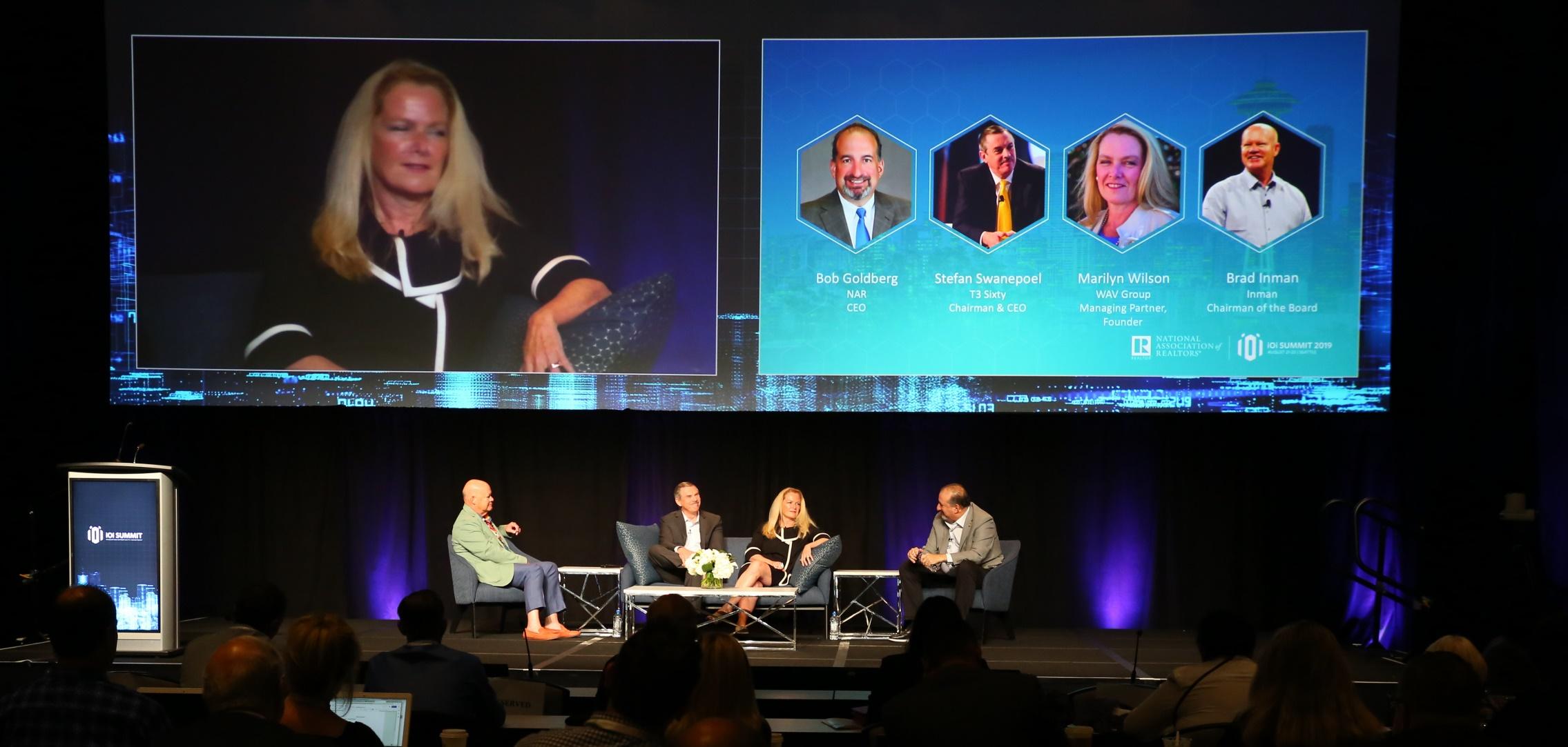 iOi panel: Brad Inman, Stefan Swanepoel, Marilyn Wilson, and NAR CEO Bob Goldberg