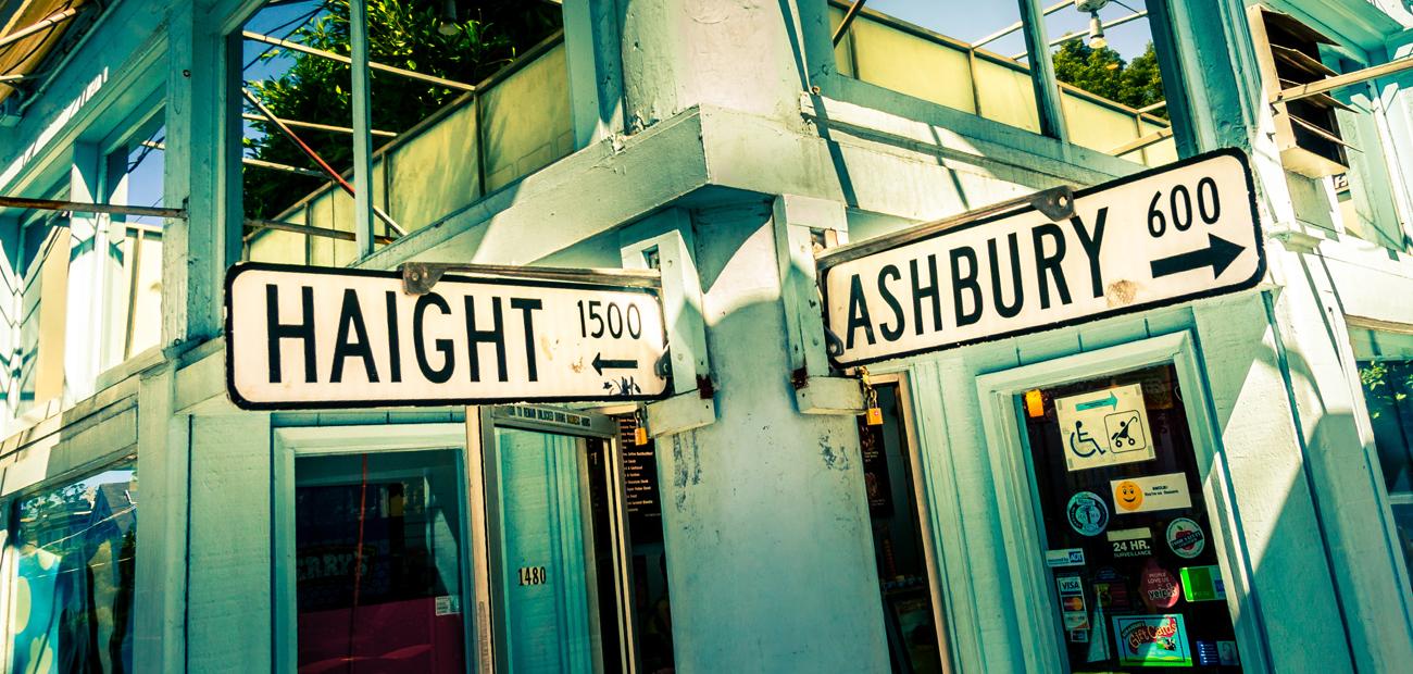 Haight Ashbury street sign junction corner 