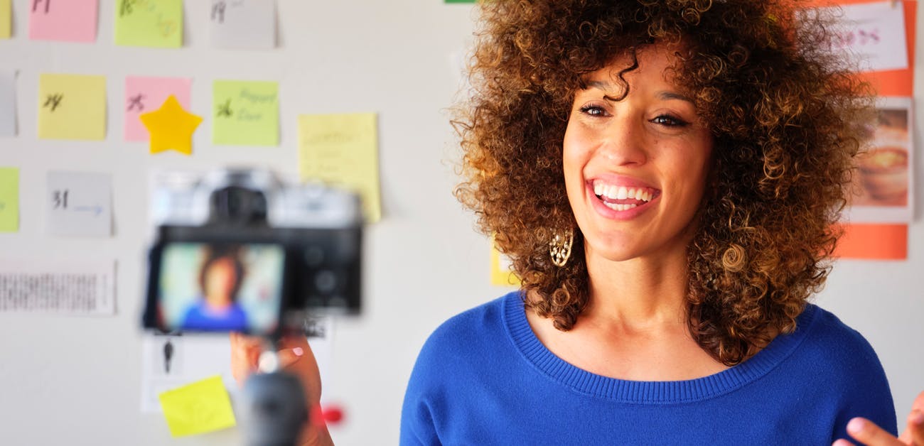 woman recording video to clients