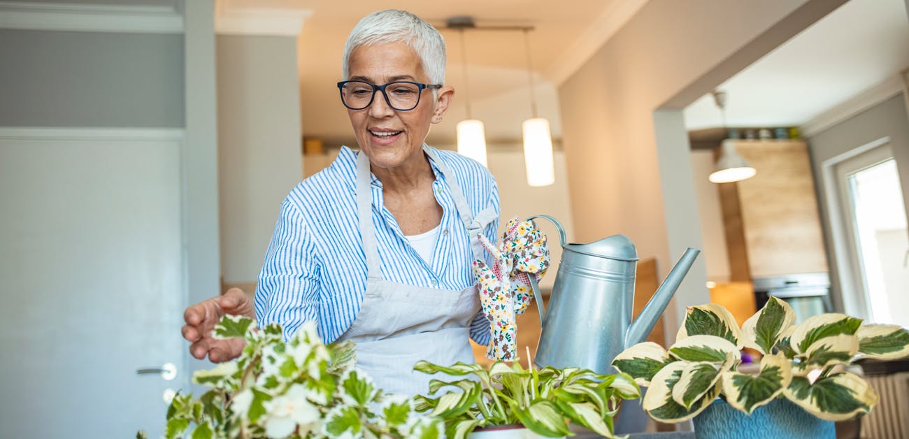 Woman watering plants 