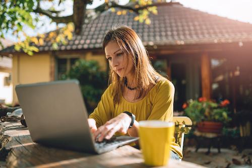 Office workspace in backyard