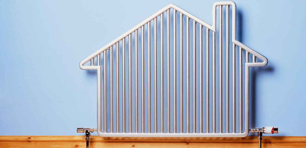 A radiator shaped like a small house