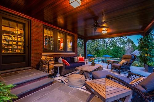 Covered patio with seating