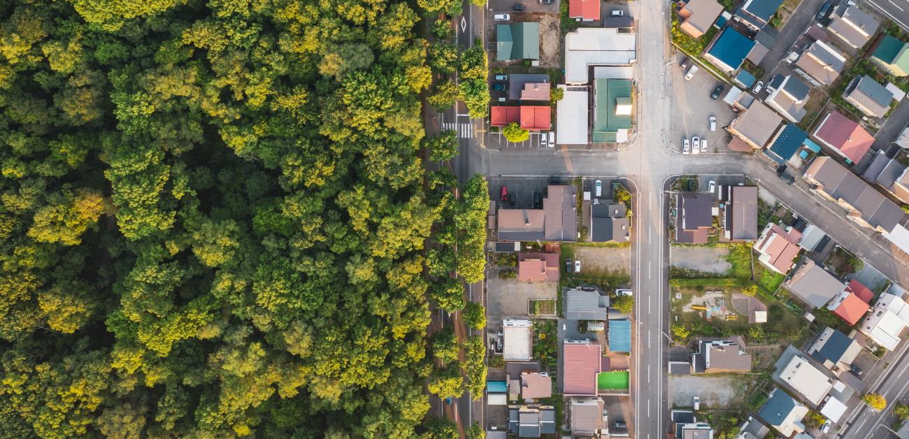 Aerial view of road intersection