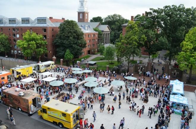 The Plaza from above during its opening | Photo courtesy Harvard Campus Services