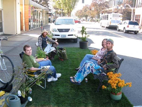  A simple PARK(ing) Day installation. Credit: Park(ing) Day FLICKR Pool.