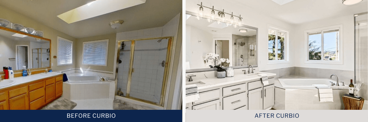 Curbio before and after bathroom