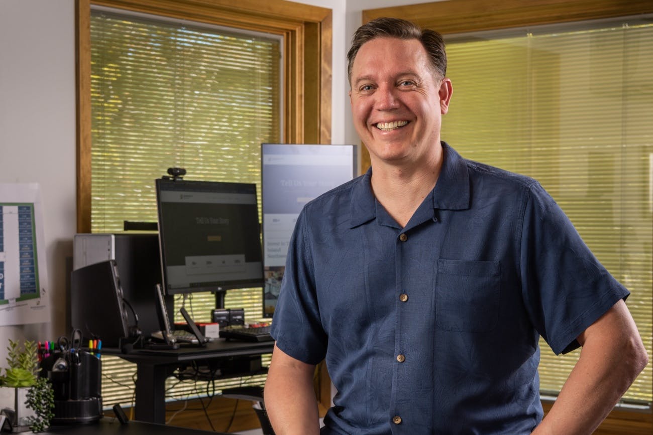 Chris Bornhoft in his office, featured in the summer 2022 issue of Commercial Connections