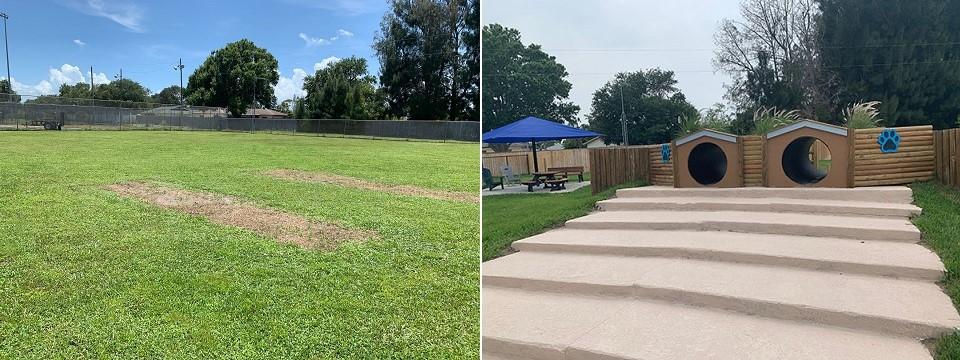 Before and after images: Eau Gallie Dog Park, Melbourne, FL