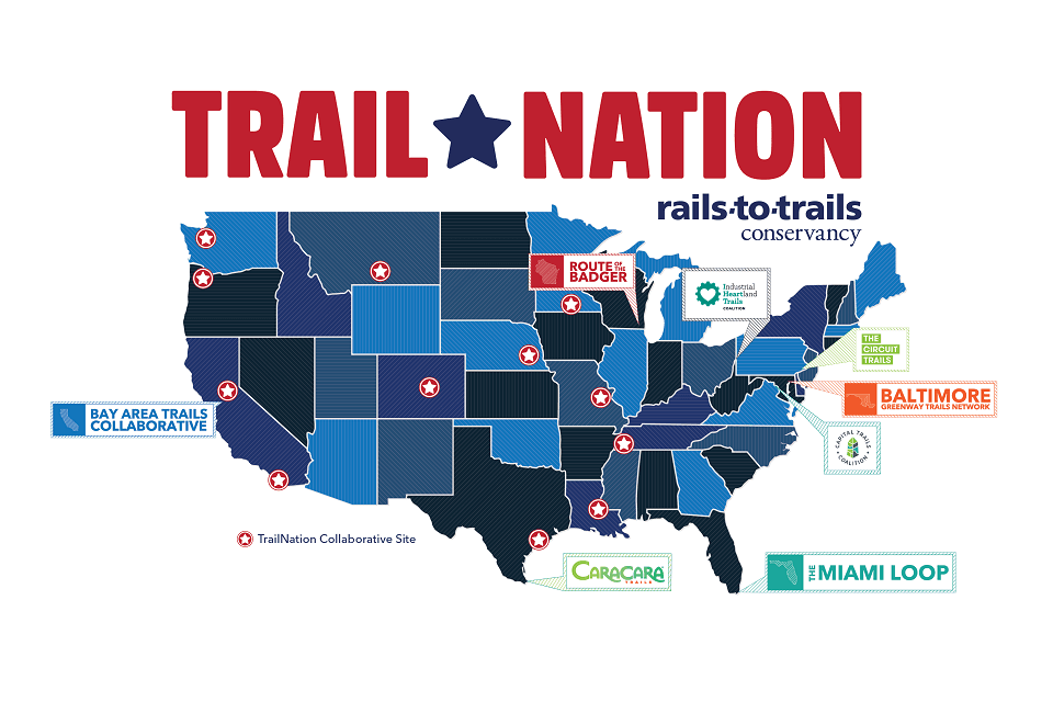 Map of Rails-to-Trails Conservancy’s TrailNation™ projects