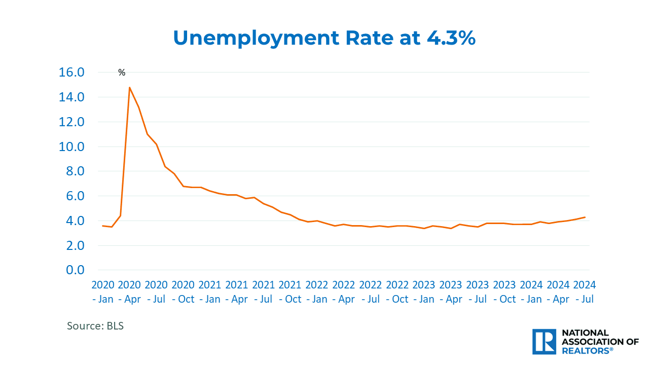 Line graph: Unemployment Rate, January 2020 to July 2024