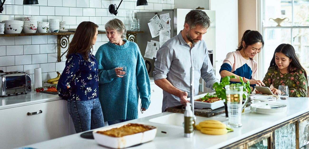 Family in kitchen