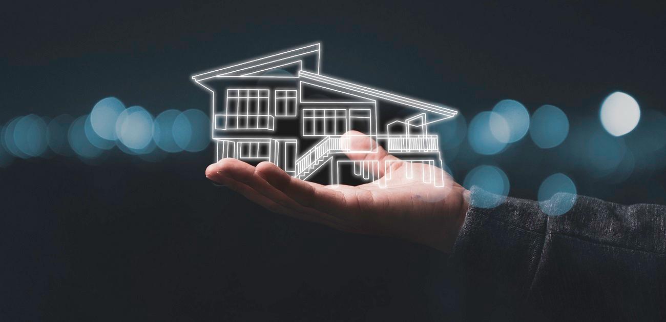 virtual rendering of house in palm of hand