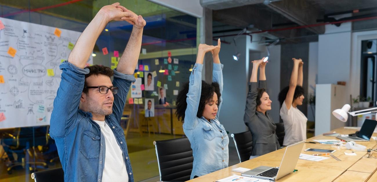 Workers stretching at the office