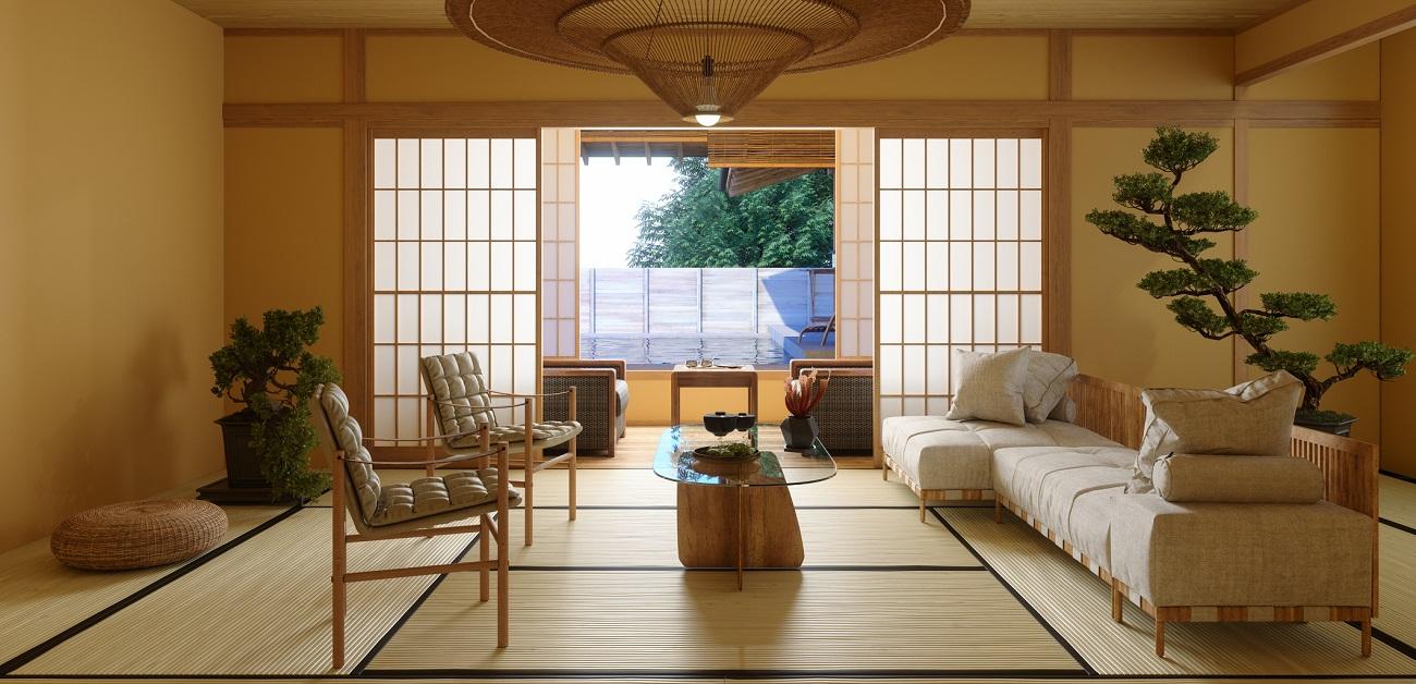 "Japandi"-style living room