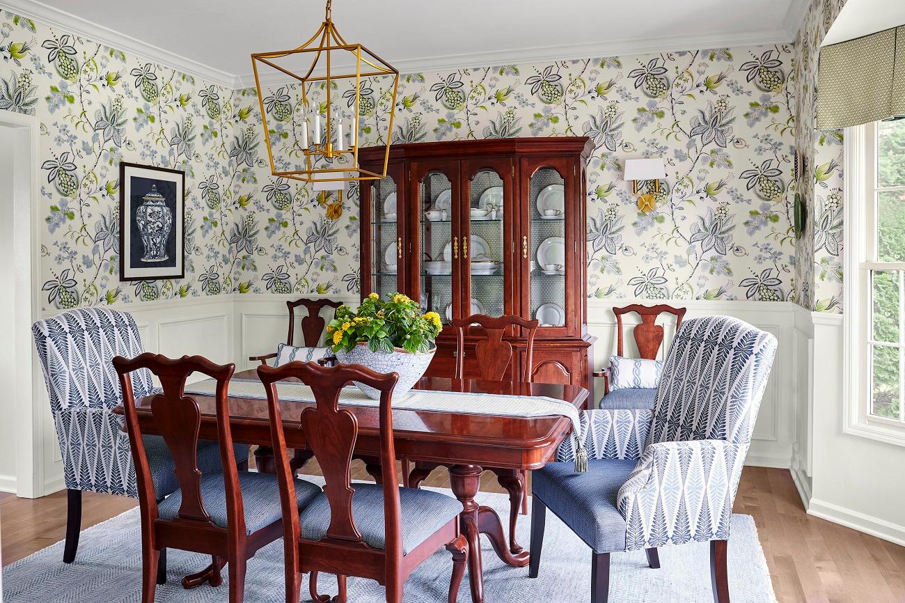 Traditional dining room with modern updates