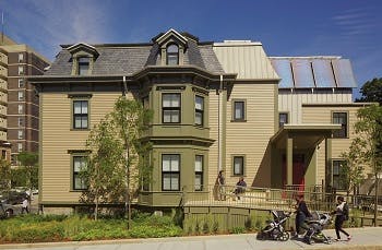 Aerial view of LEED-certified housing in Cambridge, Massachusetts