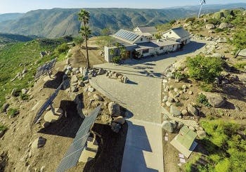 Aerial view of a house on a cliff