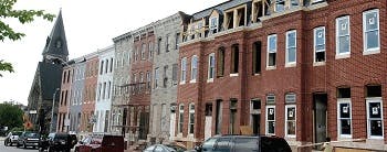 This photo highlights the redevelopment of vacant properties on the 1200 block of Broadway Street in Baltimore, Md.