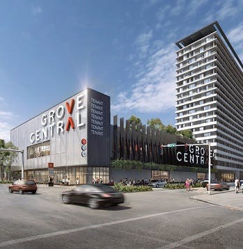 A rendering showing a planned development called Grove Central