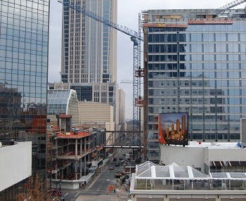 Construction zone in downtown Charlotte, NC