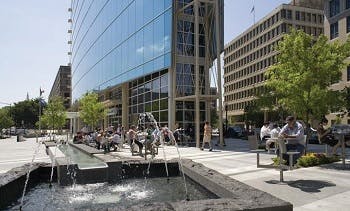 The fountain on the north side of the NAR building in DC