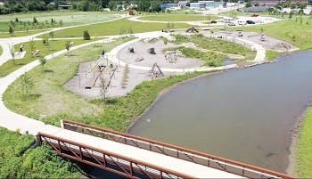 Aerial view of Iowa City Riverfront Park