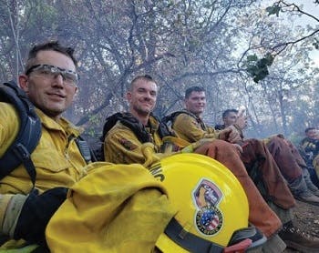 Members of the National Guard fighting a forest fire