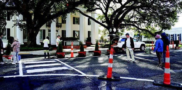 Abbeville, La., demonstrated the concepts of a complete street, road diet and protected bike lane.