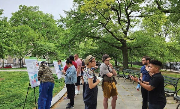 Community meeting at a park