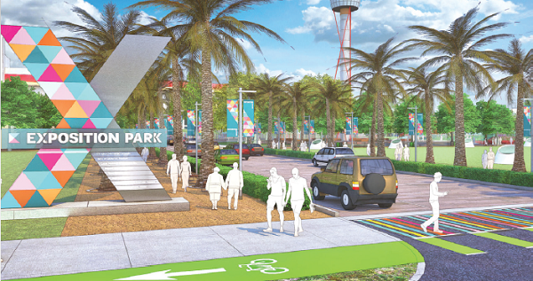 Interactive panoramic virtual reality tour of Exposition Park in LA