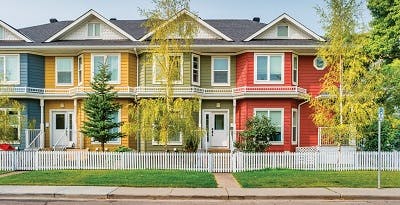 Row of colorful homes