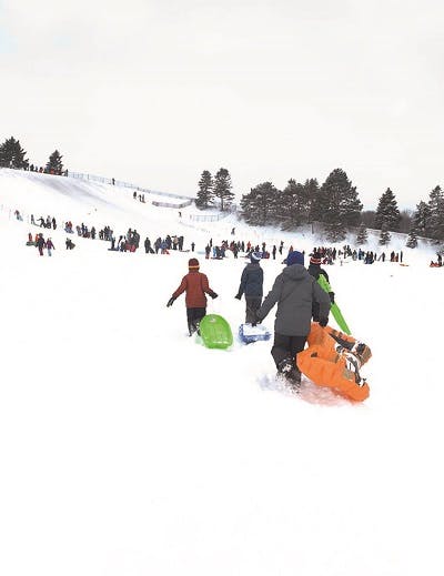 Kids playing in the snow