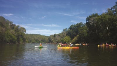 People canoeing in a lake