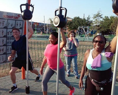 People exercising in a community park