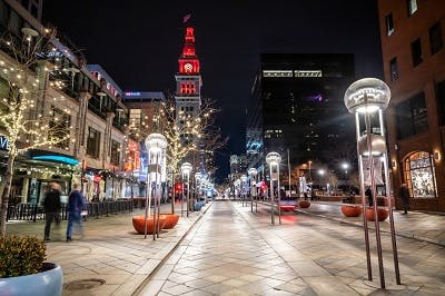 Night view of 16th St Mall in Denver