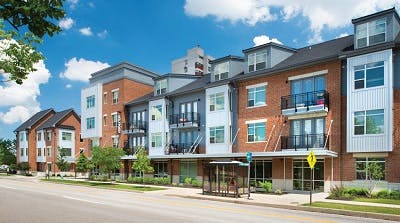 New apartment building complex in residential area