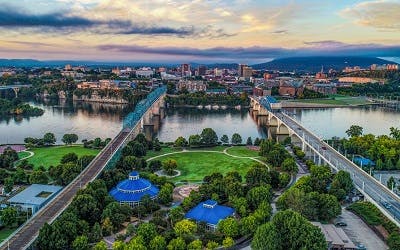 Aerial view of Chattanooga, TN